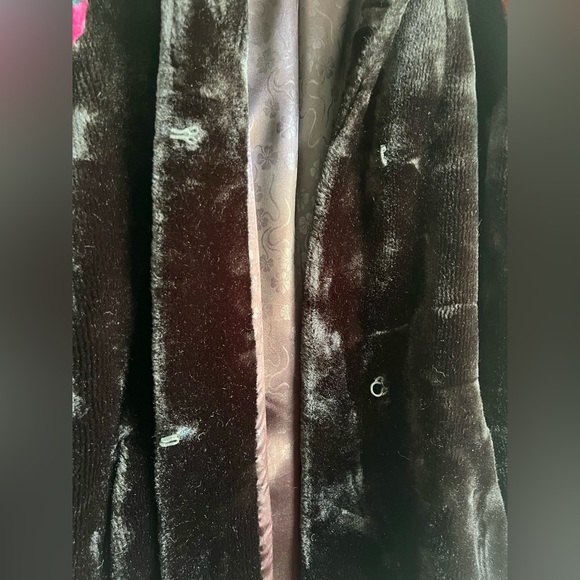 Retro Black Faux Fur Long Sleeve Hook Closure Coat - Picture 9 of 9